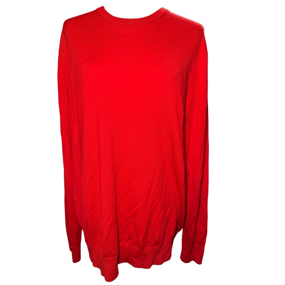 Uniqlo Extra Fine Merino Wool Red Crewneck Pullover Sweater, Men's XL